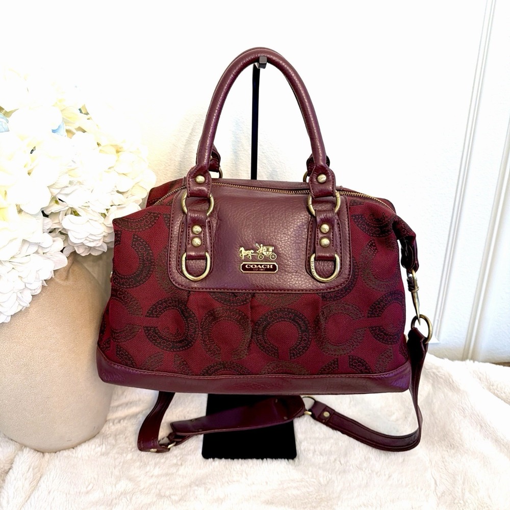 Coach Soho legacy Signature Logo Satchel Handbag Shoulder Burgundy